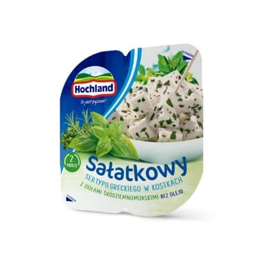 Greek type cheese for salad in brine HOCHLAND, w Mediterranean herbs,pieces, fat 24%, 135g
