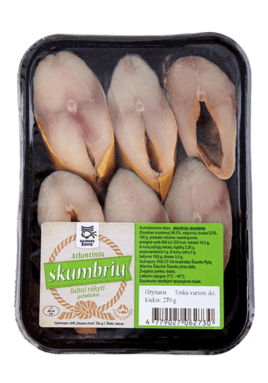 Šaltai rūkyti skumbrių gabaliukai, 270 g