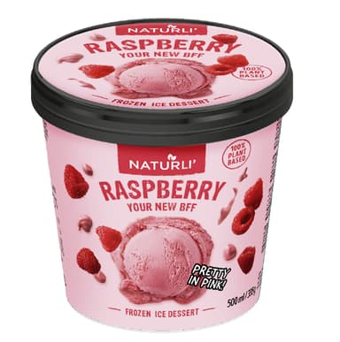 NATURLI Avižiniai valgomieji ledai su avietėmis, 500ml/335g