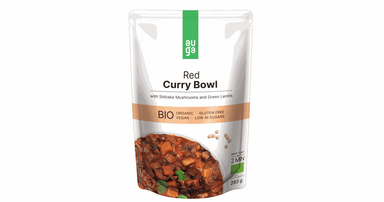 Red curry stew with shiitake mushrooms and lentils, organic