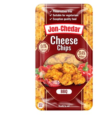 Chunks of cheddar cheese JON-CHEDDAR BBQ 50% fat, 80g