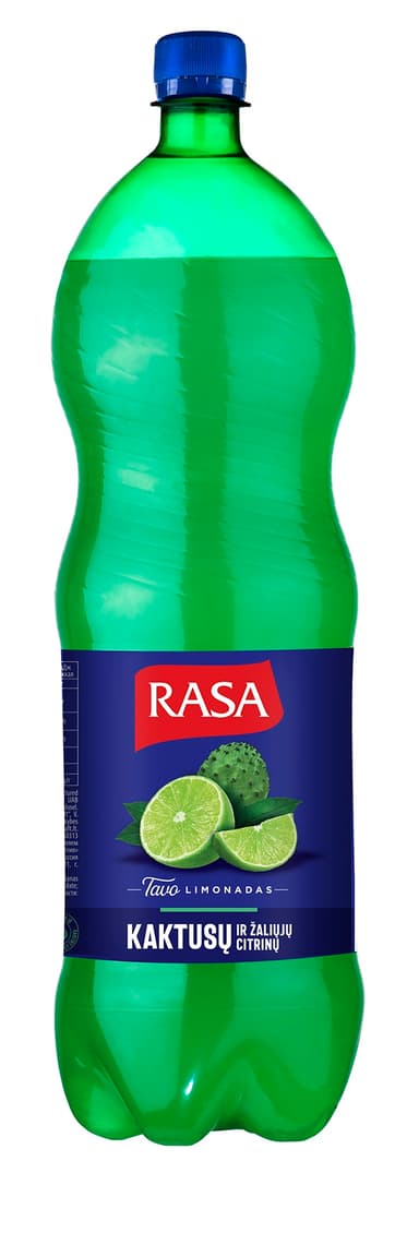 Gazuotas gaivusis gėrimas RASA, kaktusų ir žaliųjų citrinų skonio, 2 l D