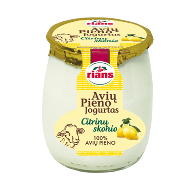 RIANS lemon-flavored sheep yogurt, 5.4% fat.