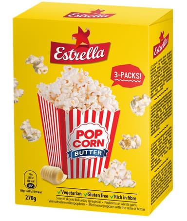 Micropopcorn ESTRELLA, butter flavour, 3*90g