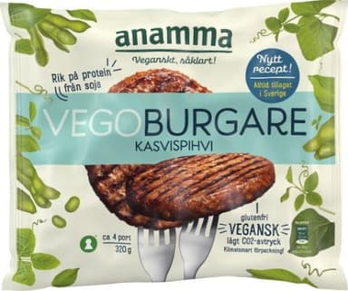Frozen vegan burgers ANAMMA, soy based, 320g
