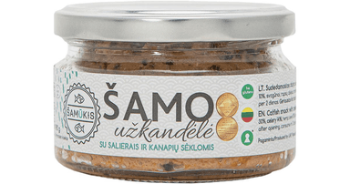 Šamo užkandėlė su salierais ir kanapių sėklomis