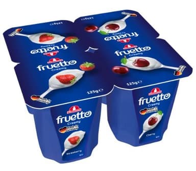 Fermented milk dessert FRUTO CREAMY, with strawberries, cherries, 4 x 125 g