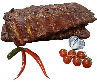 Hot smoked ribs, 1 kg