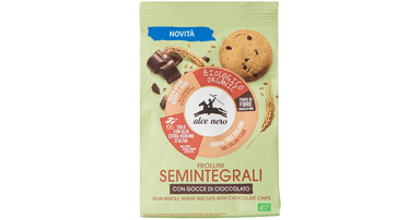 Semi-whole grain wheat cookies with chocolate chips, organic