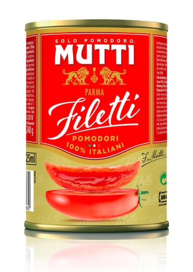 Peeled tomatoes MUTTI, Filetti, cut, 400 g / 240 g