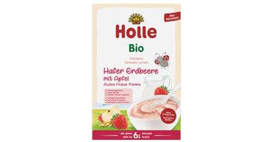 Pieniška avižų košė su braškėmis ir obuoliais kūdikiams nuo 6 mėn., ekologiška
