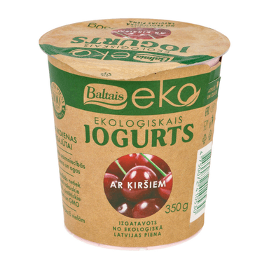 Organic white yogurt with cherries