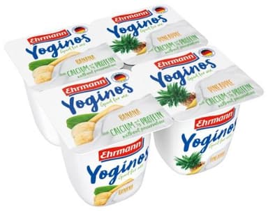 Yogurt YOGINOS with bananas and pineapples, 0,1% 4x100 g