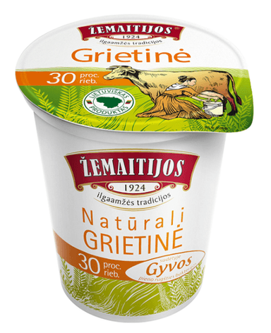 Grietinė ŽEMAITIJOS, natūrali, 30% rieb., 400 g