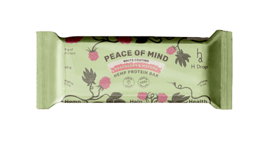 Kanapių proteino batonėlis su avietėmis PEACE OF MIND