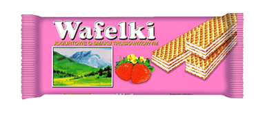 Waffles with yogurt and strawberry filling, 80 g