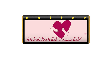 Organic dark chocolate with raspberry filling 'I love you sooo much!'