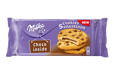 MILKA cookies with creamy chocolate pieces and a creamy chocolate filling, 156 g