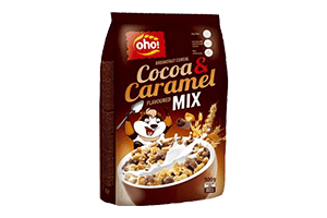 Sausi pusryčiai OHO CARAMEL&COCOA MIX, 500g