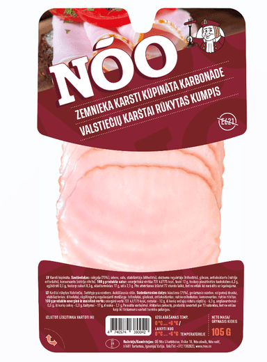 Hot smoked ham Valstietis, sliced,105 g