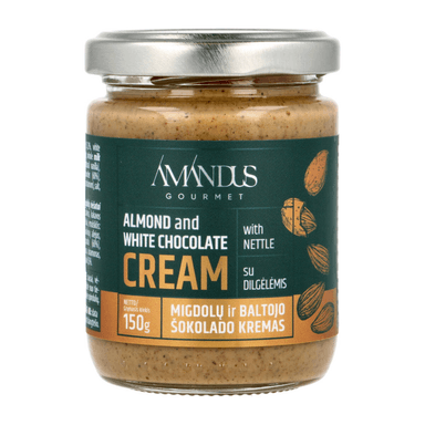 Migdolų riešutų ir baltojo šokolado kremas AMANDUS