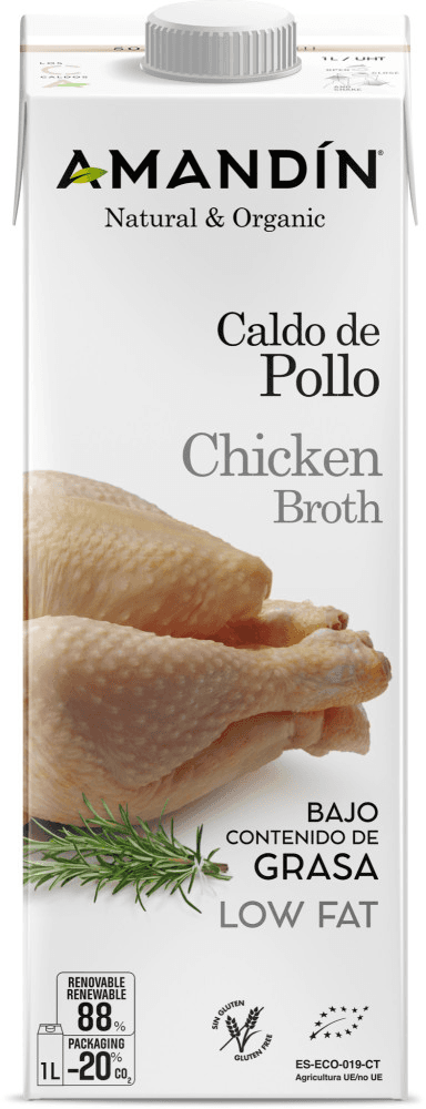 Chicken and vegetable broth, low-fat, organic, 1 liter