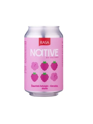 Gazuotas gaivusis gėrimas RASA Native šiautinės katuogė - kinrožių skonio, 0,33 l