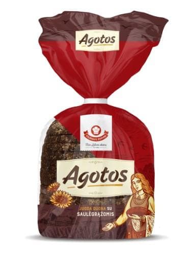 Bread AGOTOS, rye dark, with sunflower seeds, 0,375 kg