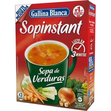 Greitai paruošiama tiršta daržovių sriuba GALLINA BLANCA, su skrebučiais, 3vnt / 51 g