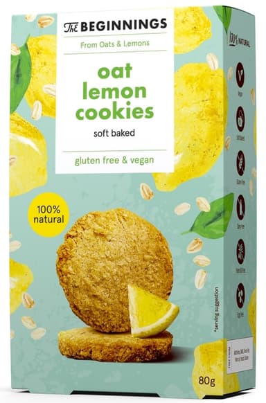 Oat biscuits THE BEGINNINGS with lemon, vegan 80 g.