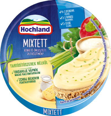 Melted spreadable cr. cheese HOCHLAND, 3fl., herbs, paprik,class.,140g
