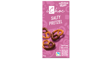 Chocolate with pretzel pieces and sea salt, organic