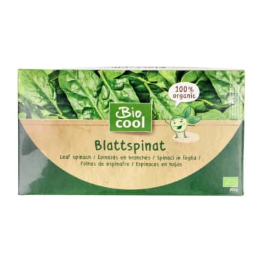 Frozen organic spinach leaves