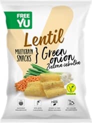 Veganiški lęšių traškučiai FREE YU, su svogūnais, 70g