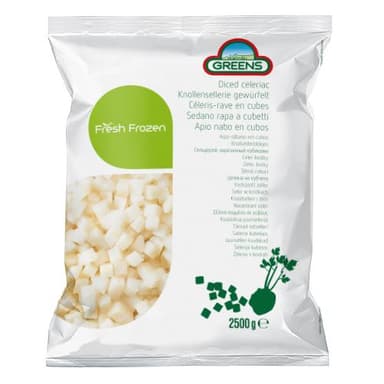 Šaldyti salierų gumbai GREENS, kubeliais, 10x10 mm,, 2,5 kg