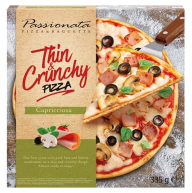 Šaldyta pica PASSIONATA Capricciosa, su kiaulienos kumpiu, sūriu, pievagrybiais, 335 g.