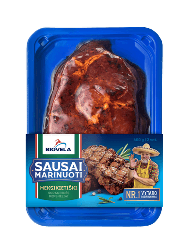 Sausai marinuoti MEKSIKIETIŠKI kiaulienos sprandinės kepsneliai 400 g