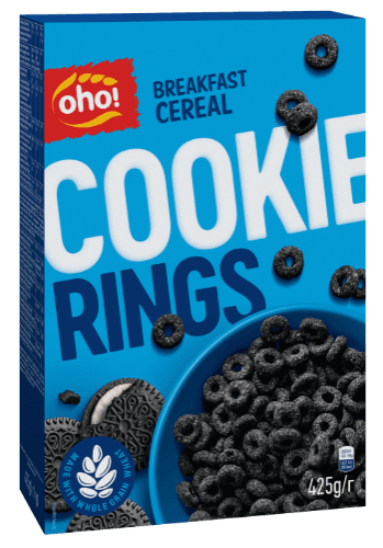Sausi pusryčiai OHO Cookie rings, 425 g