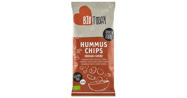Hummus chips with curry spices, organic