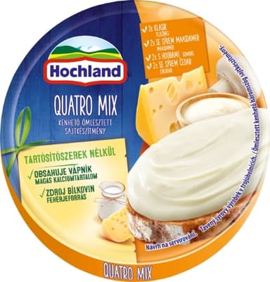 Melted spreadable cream cheese HOCHLAND, 4 cheeses, triang. piec.,140g