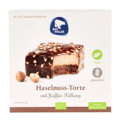 Frozen organic cake with coffee and hazelnuts