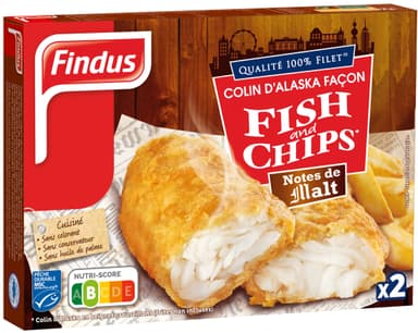 Šaldyti žuvies kepsneliai FINDUS Fish & Chips alaus tešloje, 240g