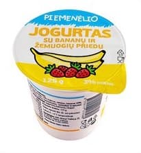 Yogurt PIEMENELIO, with bananas and strawberries, 3%, 125 g