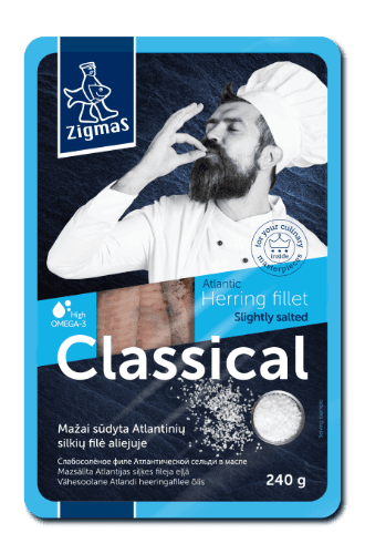 Classic herring fillets in oil, less salted, 240 g