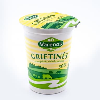 Grietinės ir augalinių riebalų mišinys VARĖNOS, 30%, 360g