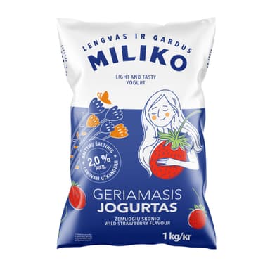Geriamasis MILIKO jogurtas žemuogių skonio 2% rieb, 1kg