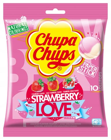 Lollipops CHUPA CHUPS, Strawberry Love, strawberry flavor, 10 pcs, 120