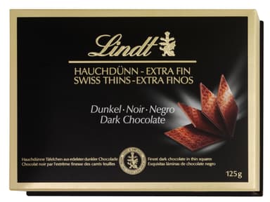 Juodasis šokoladas LINDT THINS, 125g