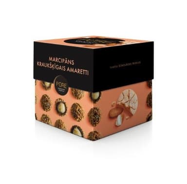 Chocolate truffles PURE with marzipan cream filling and crispy amarett