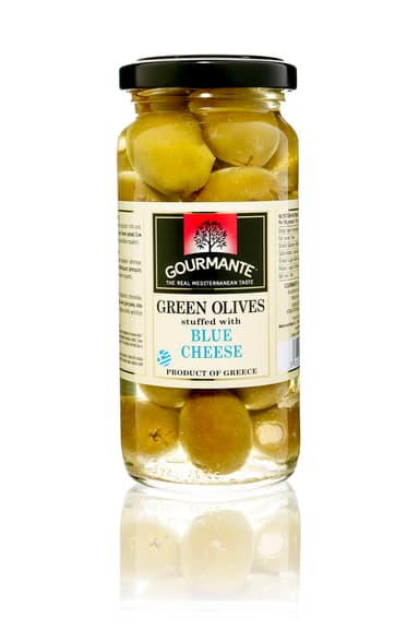Green olives GOURMANTE stuffed with blue cheese, olive oil, 244 g